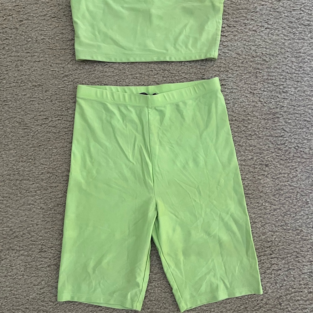 F21 Lime Green biker short set